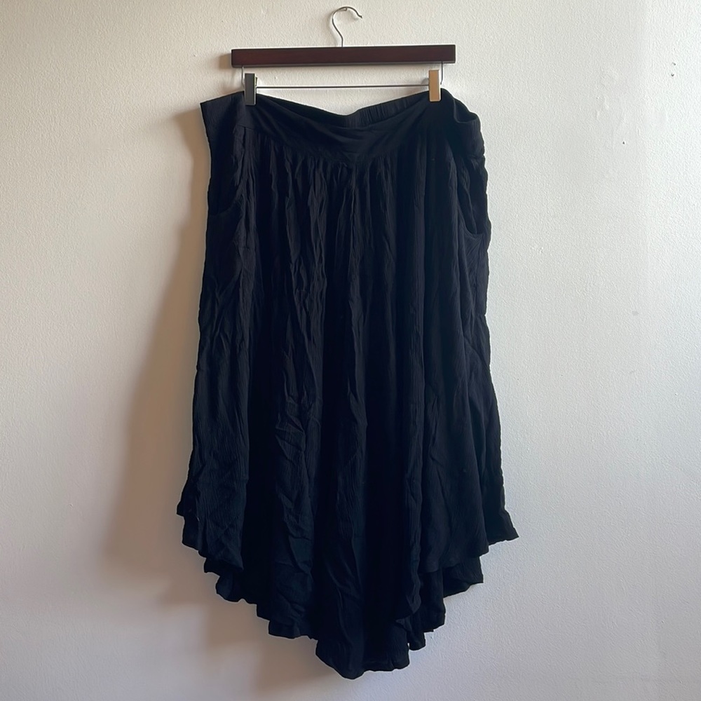 Long Black Crepe Skirt XXL
